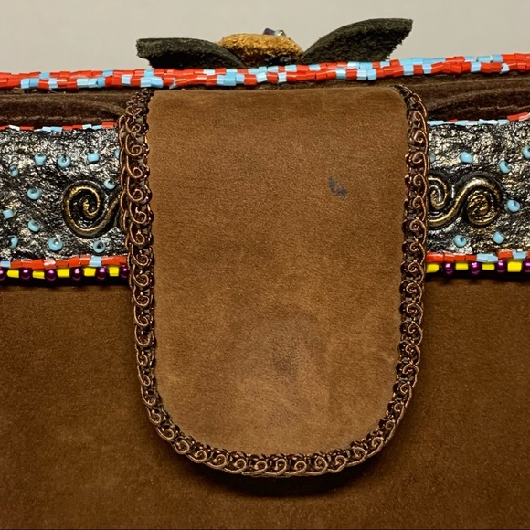 Mary Frances embellished beaded handbag with brown suede beaded strap - Picture 9 of 10